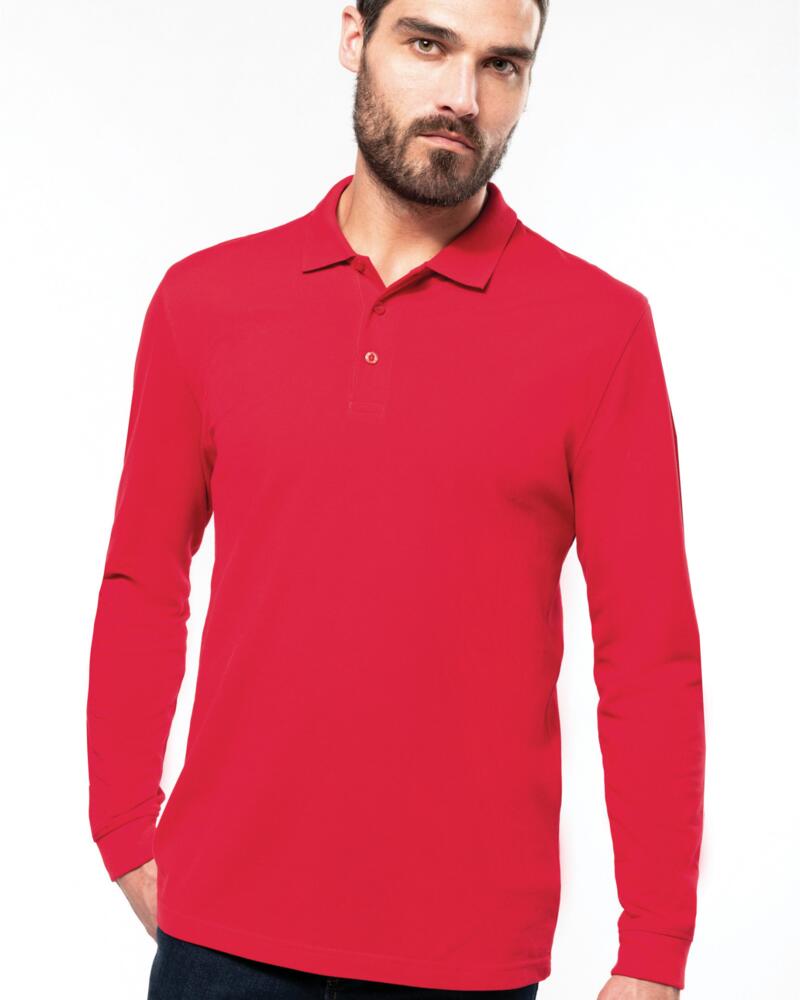 Polo piqué manches longues homme Vignette