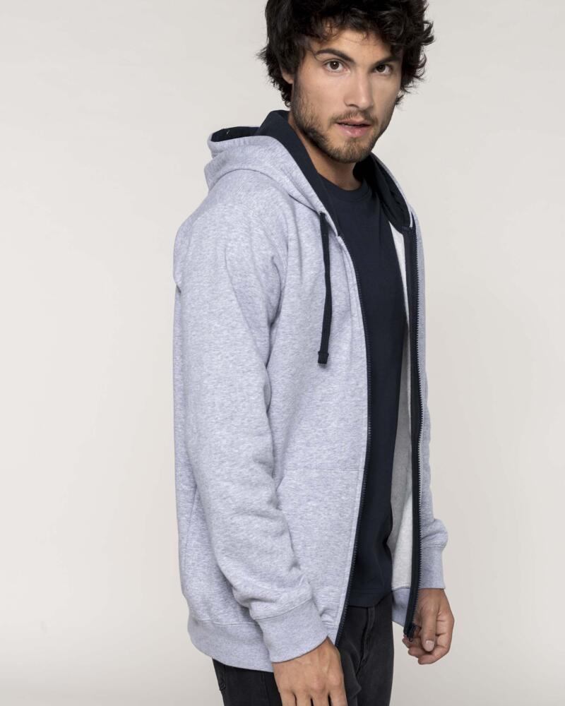 Sweat-shirt zippé capuche contrastée Vignette