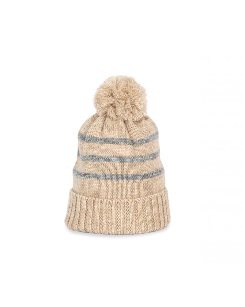 Bonnet à rayure tricoté en fil recyclé Vignette