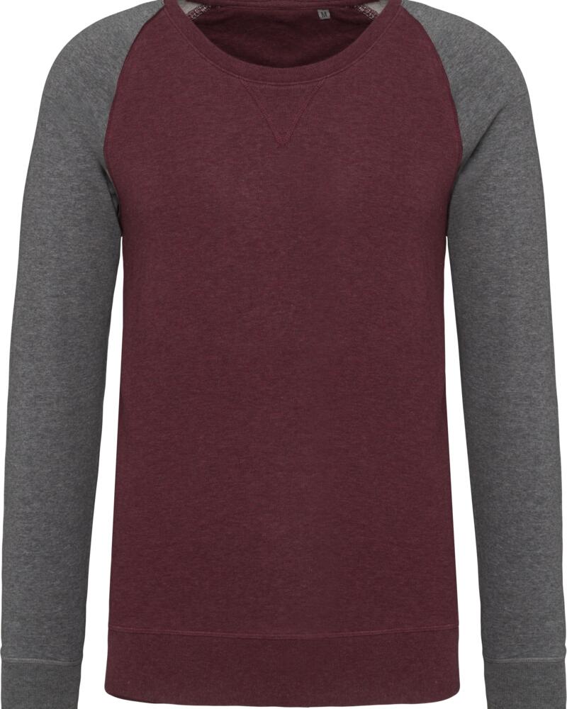 Sweat-shirt Bio bicolore à col rond et manches raglan pour homme Vignette
