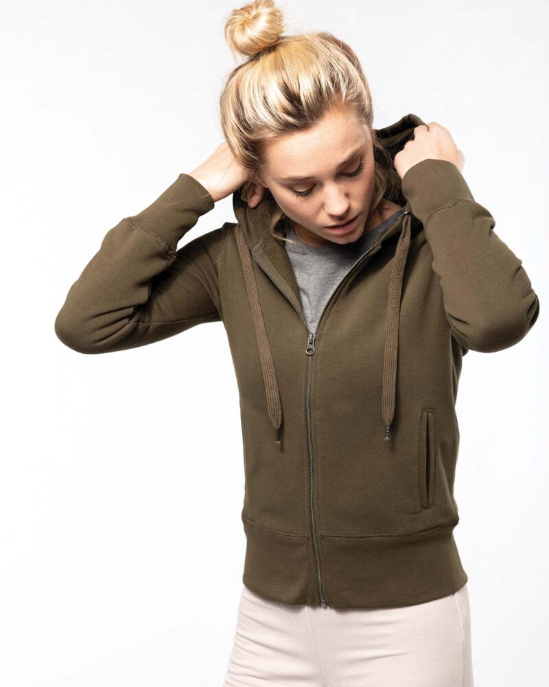 Sweat-shirt Bio zippé à capuche pour femme Vignette